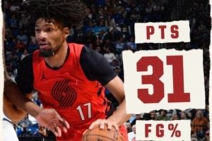 空砍!开拓者发布夏普数据海报:67%的命中率砍下赛季新高的31分